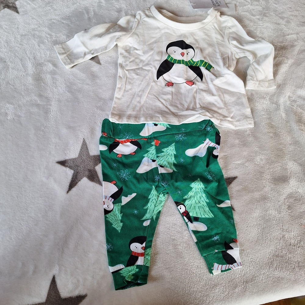 Crown & Ivy Penguin Forest Elm 3M 2 Piece Set Winter‎ Christmas Pictures